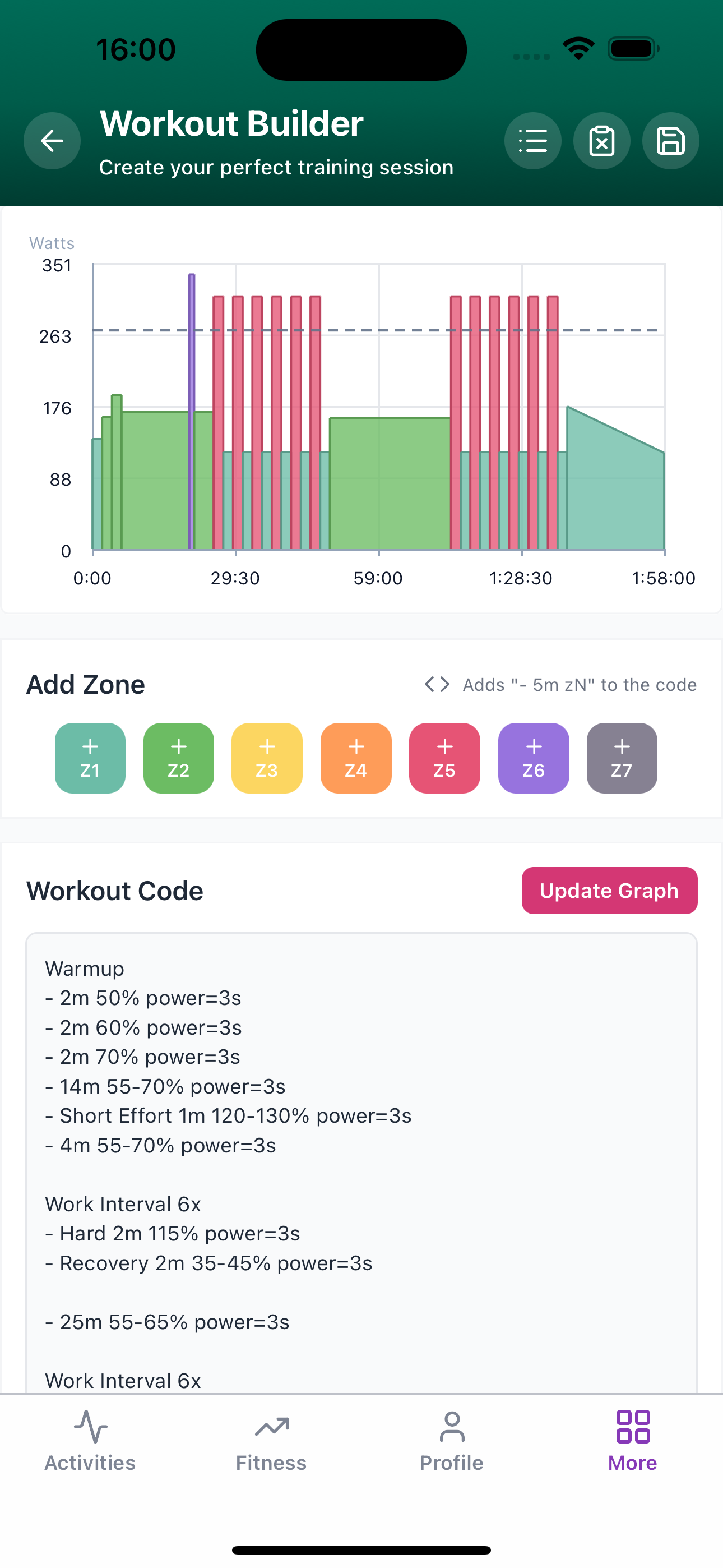 Subintervals Workout Builder with zone shortcuts and workout code editor